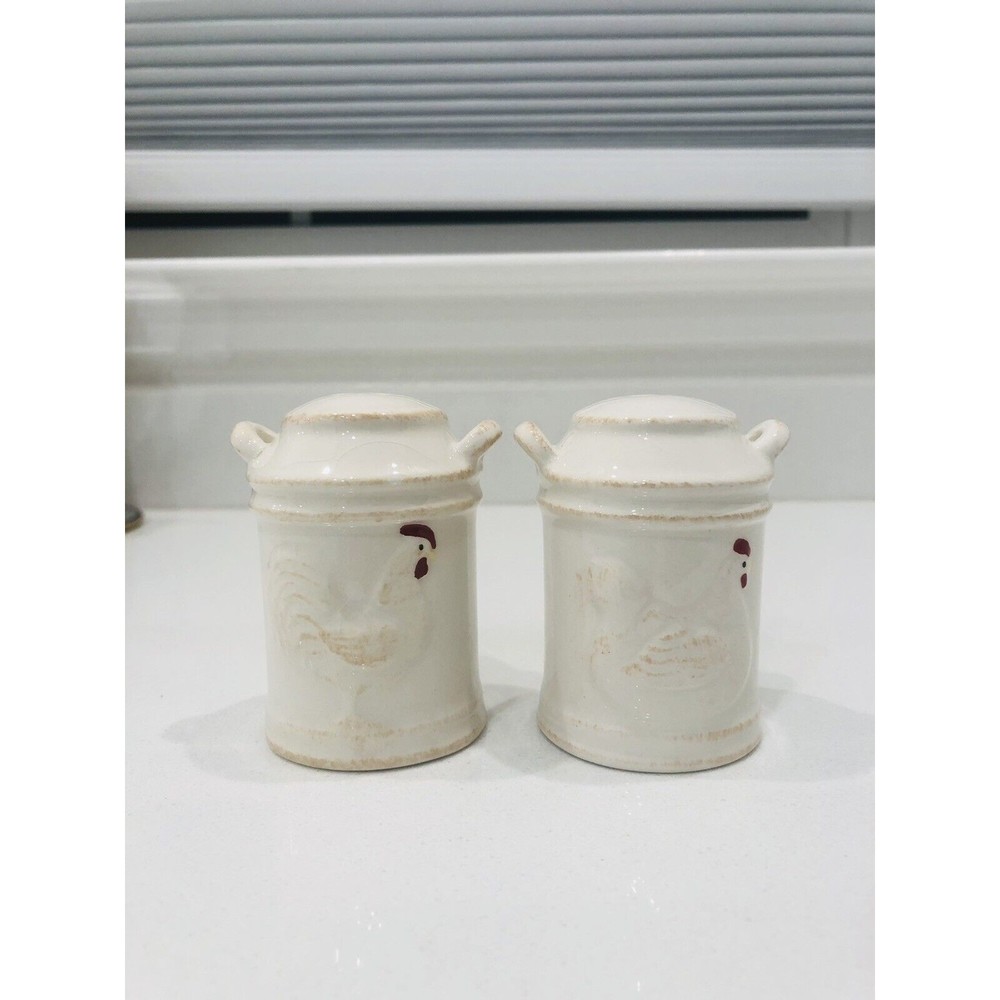 Hand Painted Cream Milk Can Ceramic Pottery Salt Pepper Shakers